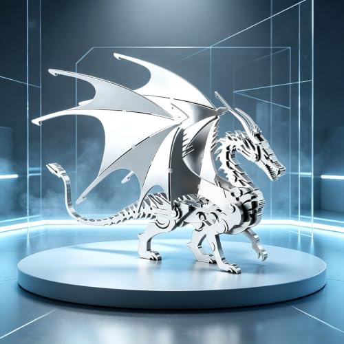 FILASLFT 3D Metal Puzzles for Adults,Mechanical Model Fire Breathing Dragon - color: A2-fire Breathing Dragon-silvery