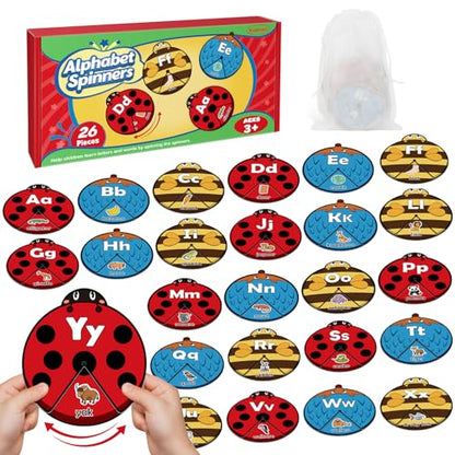 Kasfalci Alphabet Cards, Alphabet Learning Toys, ABC Learning for Toddlers, Letter Matching Game, Sight Words, Kindergarten Preschool Learning Activities, Montessori Educational Toy for Kids - style: Alphabet