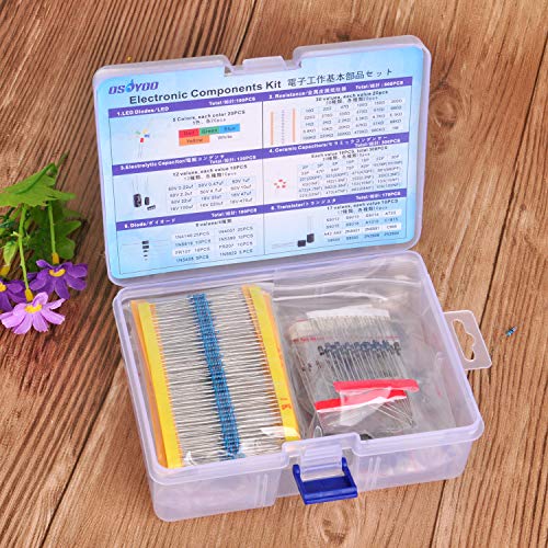 OSOYOO Electronic Component Assortment Kit(Total 1390 PCS) - Resistors, Electrolytic Capacitors, LEDs, Ceramic Capacitors, Diodes, Transistor for Arduino Raspberry Pi Mega2560