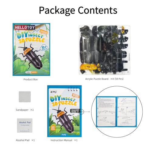 3D Acrylic Insect Puzzle DIY Bug Model Kit Animal STEM Gift - color: Firefly