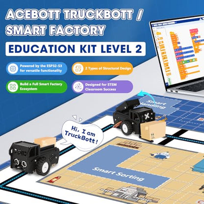 3-in-1 ESP32 IoT Control Smart Factory Kit with 2-in-1 TruckBott Smart Car Kit, Electronics Programming Robotics Kit Compatible with Arduino Scratch, School Home DIY Education STEAM Set for Teens 12+ - color: Black