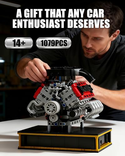 V8 Engine Building Kit that Runs with Motor and Battery Powered