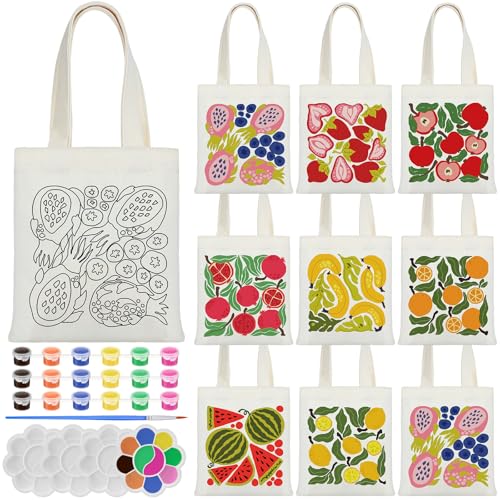 Aliceset 16 Pcs Color Your Own Bag Tote Bag Painting - style: Fruit