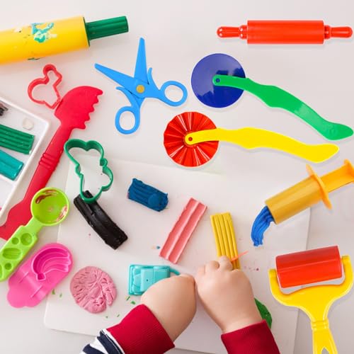 Dough Tool Kit,9 Pcs Basic Clay and Dough Tools Starter Set for Kids Includes Cutters Roller, Rolling Pins, Safety Scissors,Dough Extruder,Plastic Knife - style: 9pcs