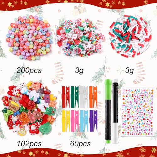 JOICEE 60 Set DIY Christmas Clothespins Kit Cheer Pins Spirit Clips - color: Christmas