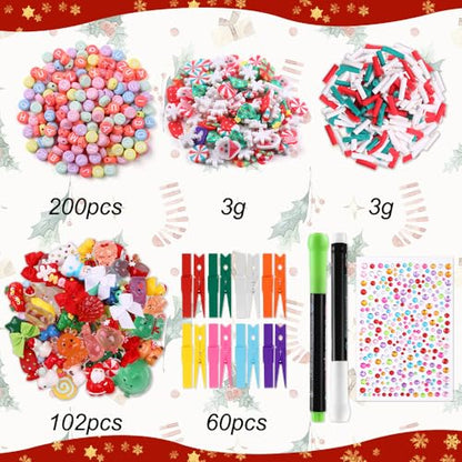 JOICEE 60 Set DIY Christmas Clothespins Kit Cheer Pins Spirit Clips - color: Christmas