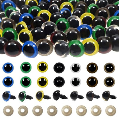 TOAOB 140pcs 14mm Colorful Plastic Safety Eyes Craft Eyes with Washers for Stuffed Animals Amigurumis Crochet Bears Dolls Making - size: 14mm