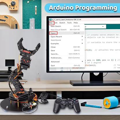 6-Axis Metal Robot Arm Kit with Joystick Control for Arduino Programming DIY Robotics Arm for STEM Learning, Educational Build & Play, Servo Motor Projects