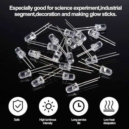 EBOOT 100 Pcs Clear LED Light Emitting Diodes Bulb LED Lamp, 5 mm (Red) - color: Red