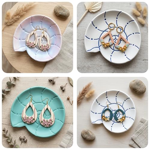 Trinket Cutter Set for Polymer Clay Display & Jewelry Styling – Fish, Shell & Spiral Shell Shapes | Shellfish-TRI - color: Shell+Fish+Spiral_shell