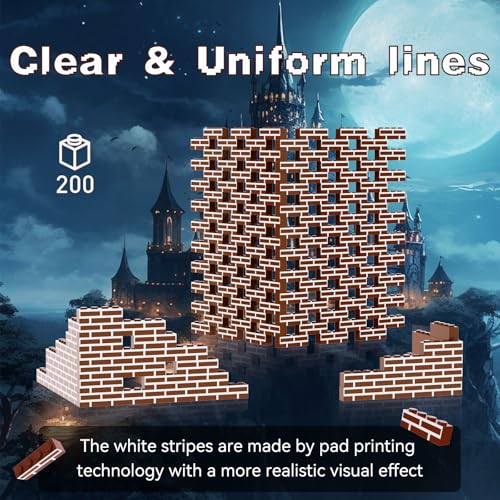 200PCS Classic Wall Building Bricks 1x4 Brown Color, Compatible with Lego Part, ABS material, Creative Building Sets for Home, School & DIY STEM Projects, Construction Toy for Kid Age 6 7 8 9 10 11 12 - color: Brown 200pcs