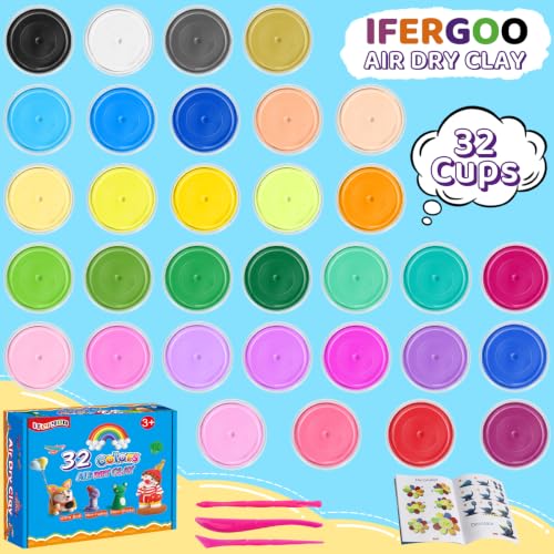 ifergoo Air Dry Clay Kit - 32 Colors Magic Foam Modeling Clay for Kids - color: 32 Colors