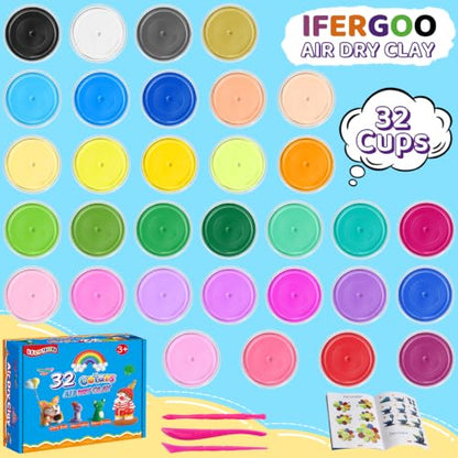 ifergoo Air Dry Clay Kit - 32 Colors Magic Foam Modeling Clay for Kids - color: 32 Colors
