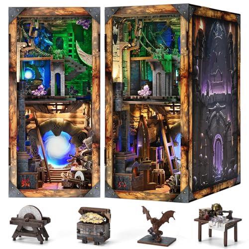 MiniCity Book Nook Kit, DIY Miniature Dollhouse Booknook Kit with Led Light and Dust Cover (Blade and Magic) - color: Blade and Magic