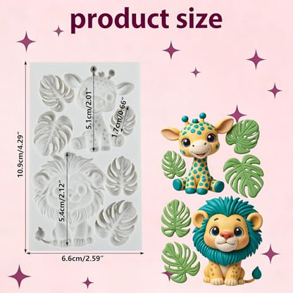 Safari Animal Polymer Clay Mold Tropical Leaf Lion Silicone Molds - color: Style E