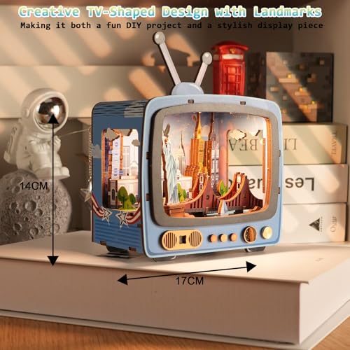 Shuttle to New York 3D Wooden Puzzle with LED Lights, DIY Model Craft Kit for Adults & Kids, Creative Building Set and Unique Home Decor Gift - style: Shuttle to New York