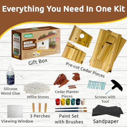 Sparkjump Modern Birdhouse Woodworking Kit