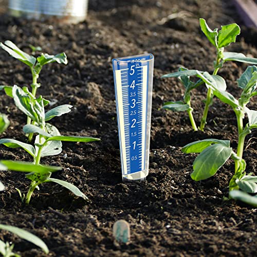 Circrane 5-Inch Capacity Outdoor Rain Gauge with Additional Hang Bracket& Stainless Steel Screws, Magnifying Scale and Numbers Design for Easy Read (Blue) - color: Blue