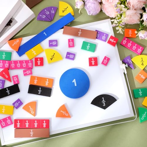 Sayglossy 6 Sets Fraction Tiles Circles Math Manipulatives for Kids