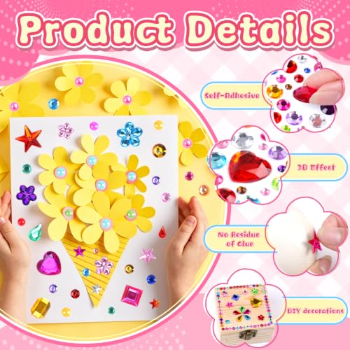10000+Pcs Gem Stickers, 19 Sheets Rhinestone Stickers, Diamond Stickers