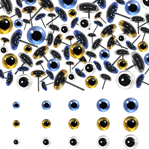TOAOB 150pcs Glass Eyes Kits 6 to 12mm 3 Colors Craft Eyes for Needle Felting Bears Dolls Decoys Sewing