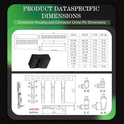 50 Sets / 450 Pieces for Dupont 2.54mm 4Pin Black Female Connector - size: 4-Pin Female, style: Black-Double Row