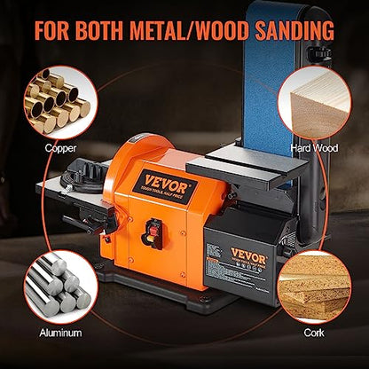 VEVOR Professional 4 x 36 in. Belt Sander with 8" Disc Sander, 5A Induction Motor Cast Aluminum Worktable for Woodworking, Metalworking - size: 8" Disc & 4" x 36" Belt Sander Combo