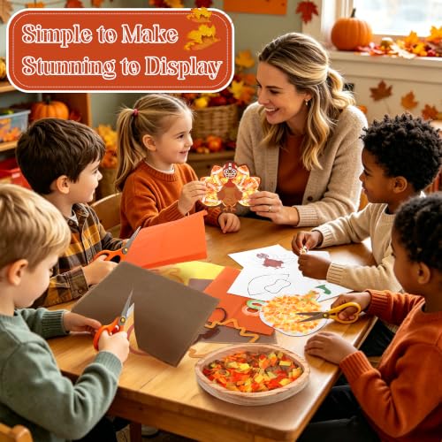 Aneco 24 Sets DIY Fall Football Suncatchers Craft Kit, Fall Tissue Paper Sign Art Crafts Hanging Decor Window Stained Glass Effect for Thanksgiving Party Supplies Holiday Home Activities Party Favors - style: Fall Football
