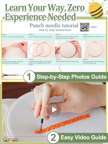 Punch Needle Kit Adults Beginner, Step-by-Step Guide & Video - color: Golden Bees