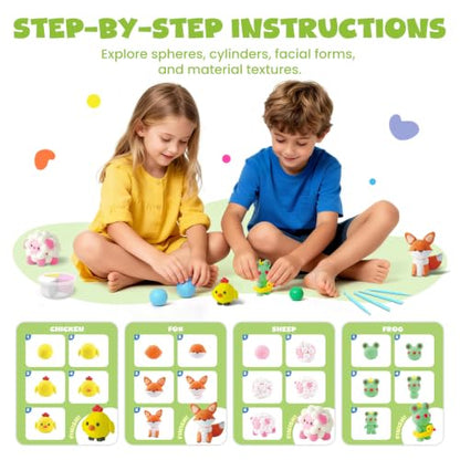 JUPITEARTH Air Dry Clay for Kids,12 Animals Theme Party Modeling Clay Set - color: Animal