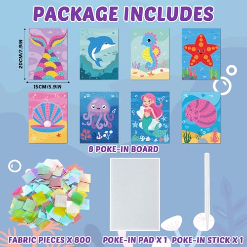 Lonfliness 8 Pcs Mermaid Poke in Craft Kits for Kids Mess Free DIY Art - style: Mermaid