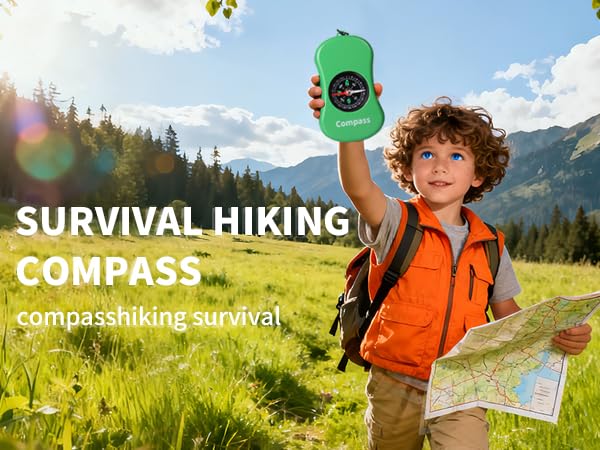 Explorer Kit Compass| Essential Outdoor Adventure Gear (Compass & Whistle Included) | Develops Sense of Direction. - color: Green