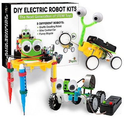 DIY STEM Engineering Gift Science Craft Set Electric Robot Kit for Age 8-14 - size: 3 PACK