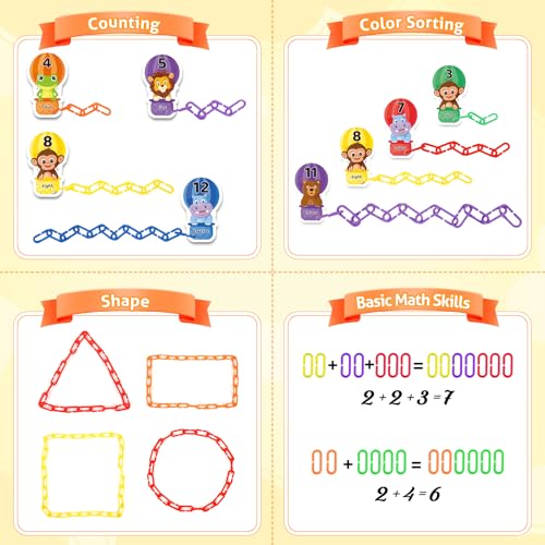 Fine Motor Skills Toys Plastic Chain Links Counting Games for Kids