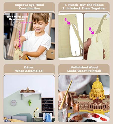 Puzzled 3D Puzzle The US Capitol Building Construction Kit, 277 Pieces Pack