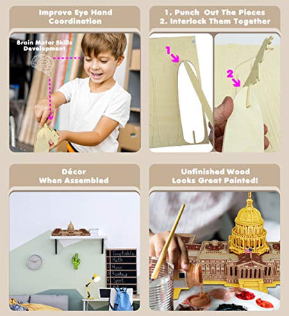 Puzzled 3D Puzzle The US Capitol Building Construction Kit, 277 Pieces Pack