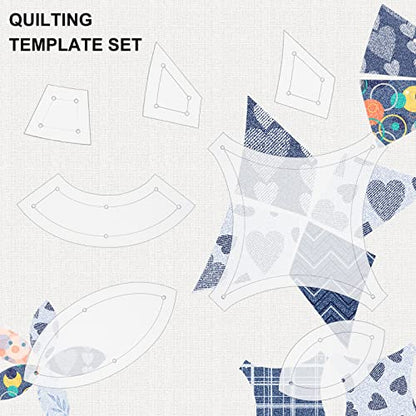 BENECREAT 7 Shapes Double Wedding Ring Acrylic Quilting Template, Transparent Acrylic Quilting Templates Rulers 2.5mm Thick for Woodworking, Quilting Sewing Needlework Craft - color: Wedding Ring Set - 7 Shapes