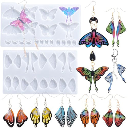 LET'S RESIN Resin Earring Molds, 2 Pcs Resin Molds Silicone with Butterfly Moth Wings Shapes, Silicone Molds for Resin Jewelry, DIY Art Craft - color: Butterfly Earring Molds