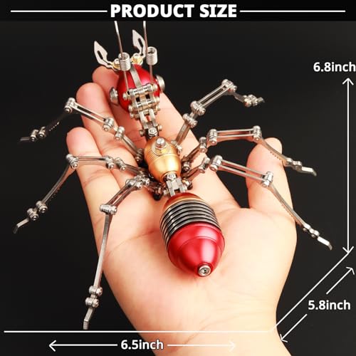 3D Metal Puzzles for Adults,3D Model Building Kit Mechanical Ant DIY 3D Puzzles Assembly Models for Family Time,Birthday Gifts, Red and Gold - color: Red and Gold