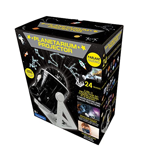 LEXiBOOK NLJ181i1 Speaking 2-in-1 Planetarium Projector, 24 Images to Discover Space, 2 Constellation Domes, STEM, Black/White - style: NLJ181i1