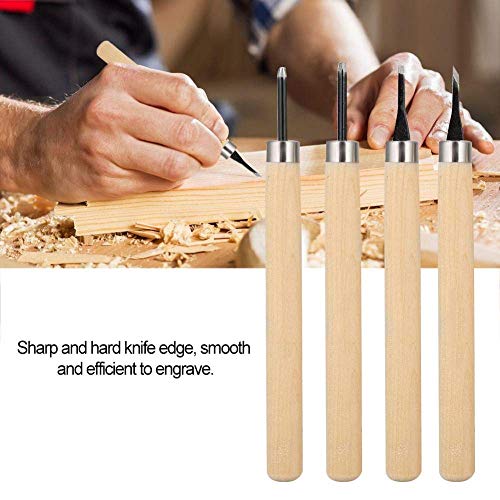 HEEPDD 4Pcs Wood Carving Tool, Rubber Stamp Carving Knife Manual Sharpener