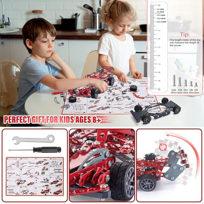 Building Kit Red Model Car Set - 287 PCS STEM Project Building Toys for Kids Ages 8-12, Assembly Building Vehicle for Boys 8 9 10 11 12-16 Years Old and Up Boys Girls Adults - style: Model Red Car