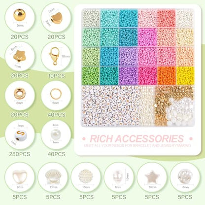 TEXGIZRLY 3mm Seed Beads for Bracelet Jewelry Making Bracelet Making Kit - color: 24 Colors