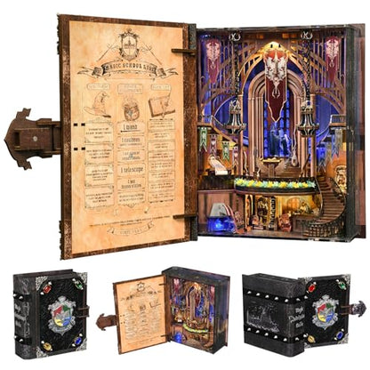 MiniCity Magic Admissions Book Nook Kit, DIY 3D Wooden Puzzle with LED - color: Magic Admissions Guide