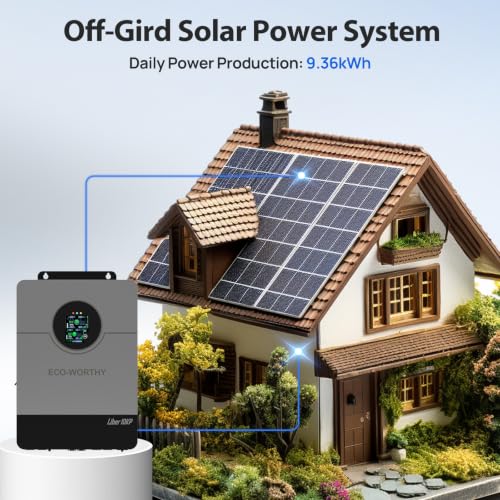 ECO-WORTHY 10KW Output 9.36KWH Off Grid Solar System Complete Kit for Home:12pcs 195W Solar Panels(2340W)+10KW 120V/240V Inverter (UL 1741)+ 2pcs 48V 100AH Lithium Batteries(UL 1973&UL 9540A) - size: ULTRA 10kWh+10kW Output