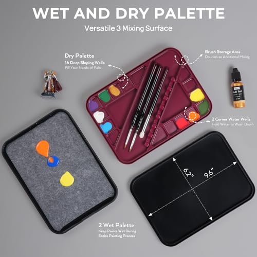 Nicpro All-in-One Miniature Painting Kit with 18 Model Paints & Wet Palette - color: 18 Model Paint + Wet Palette