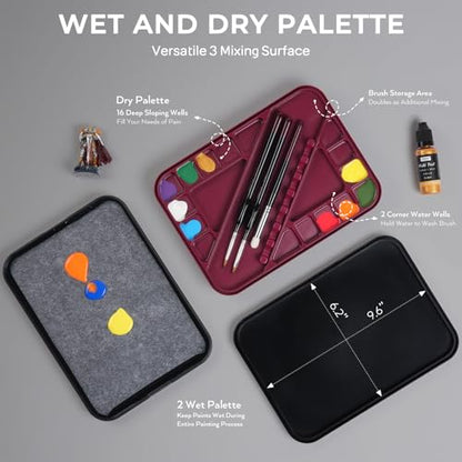 Nicpro All-in-One Miniature Painting Kit with 36 Model Paints & Wet Palette - color: 36 Model Paint + Wet Palette