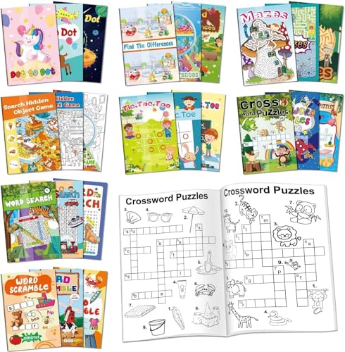 Kalysky 24 Mini Activity Books for Kids 4-12,Mazes,Dot to Dot & Word Games,Party Favors - color: Activity Books