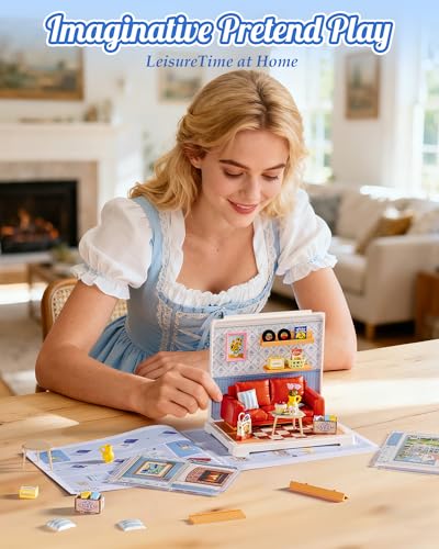 Rolife Super Creator Mini Series, DIY Plastic Miniature Kits Retail Store Series, Mini Model House Building Set for Teens Aged 14+, DIY Crafts/Hobbies for Adults (Country Blue Lounge) - style: Country Blue Lounge