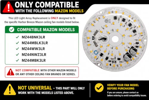 Mazon LED Light Array Bulb Replacement for Harbor Breeze Ceiling Fans MZ44BNK3LR MZ44MBLK3LR MZ44WW3LR MZ44NWZ3LR Brighter + Dimmable